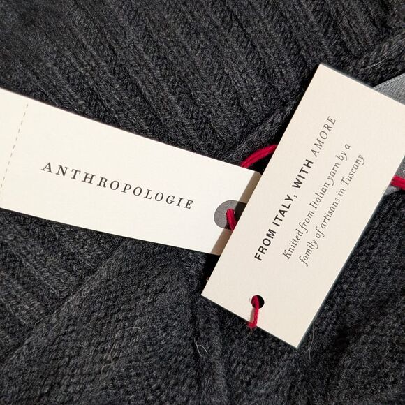 NWT Anthropologie Copley black wool blend open front cardigan M/L shawl collar - Picture 5 of 10